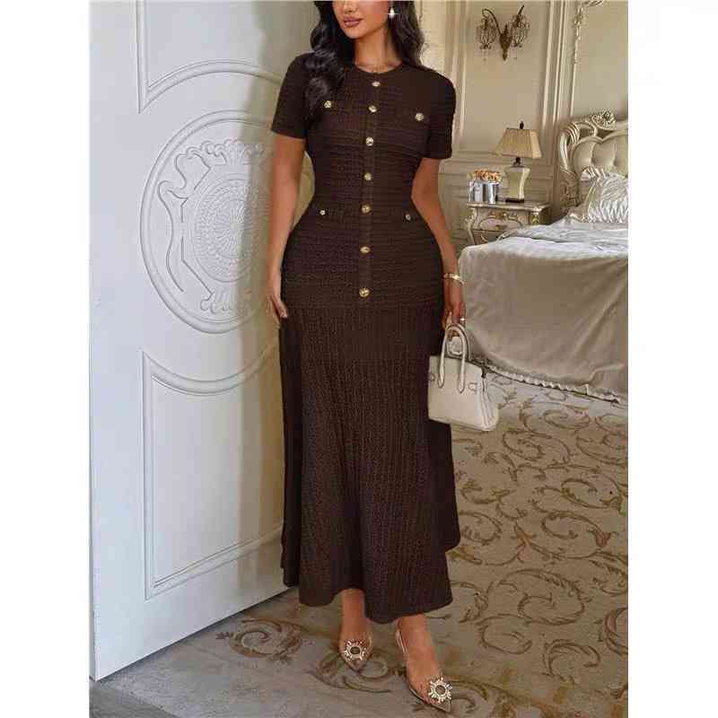 Tweed knit mermaid maxi dress