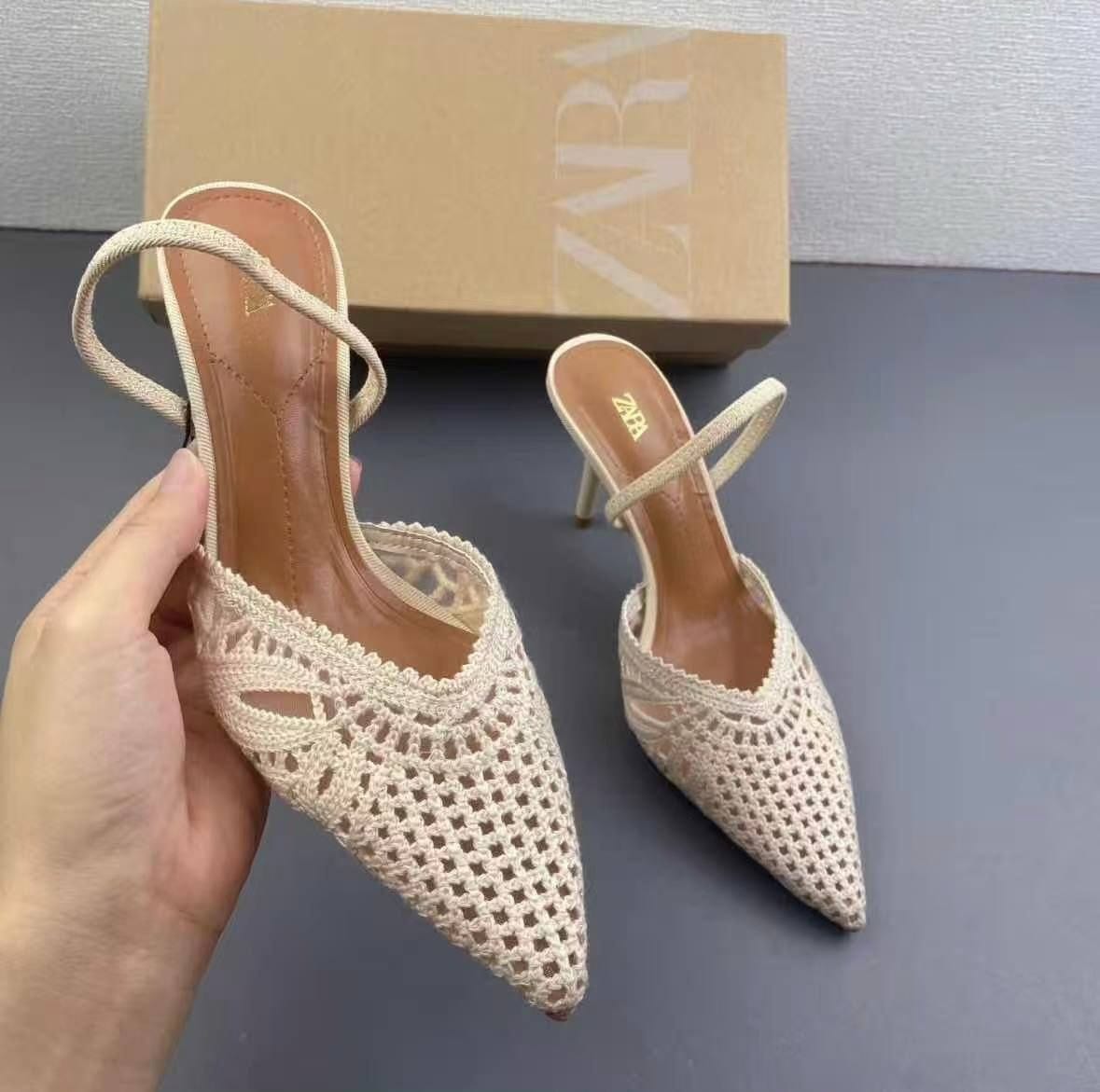 Zara pointed-toe slingback heels
