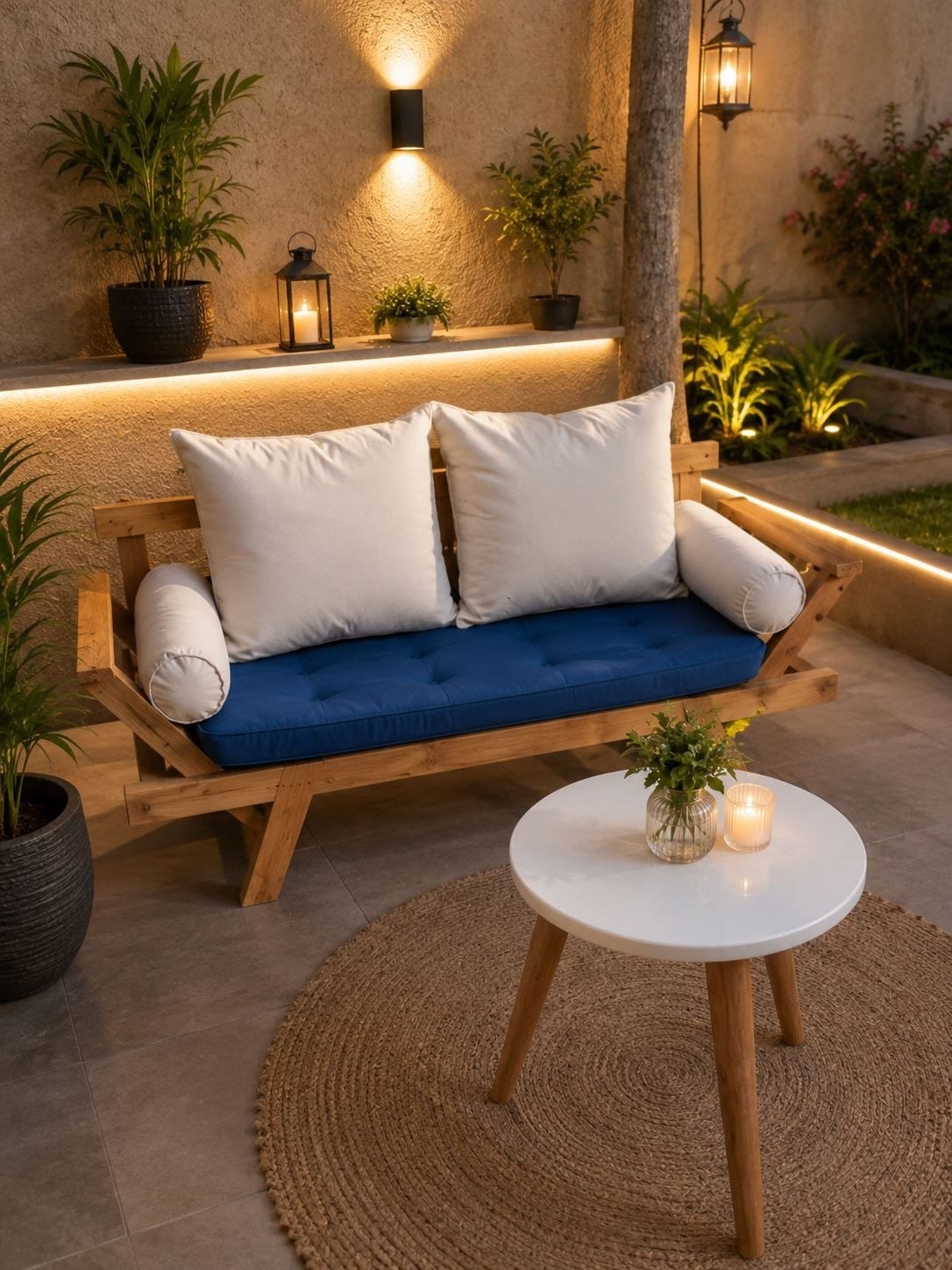 simple wooden sofa with coffee table/ በእንጨት የተሰራ ሶፋ ከቡና ጠረጴዛ ጋር