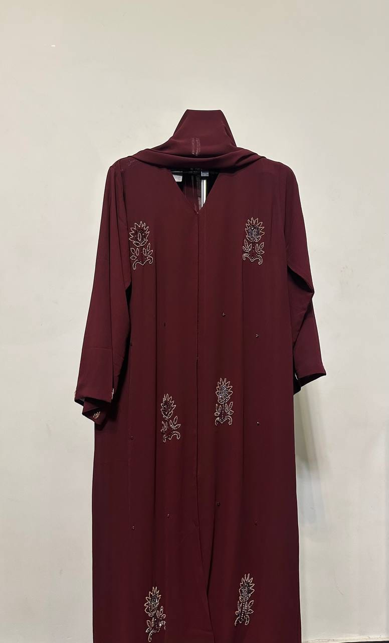 BURGUNDY CHIFFON ABAYA 54 SIZE